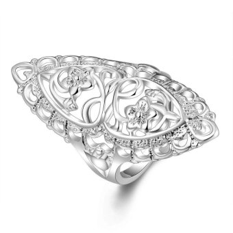 Splendent Fashion Romantic Women Silver Plating Hollow Big Wedding Ring - intl  