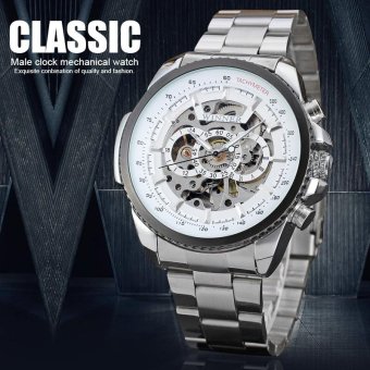 Sport Automatic Silver Skeleton Mechanical Military Watch - intl  