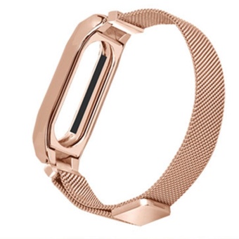 Stainless Mesh Milanese Magnetic Loop Sport Bracelet Watch Wrist Band Replacement Strap For Xiaomi MI 2 series rose gold - intl  