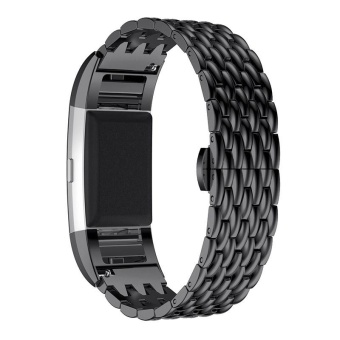 Strap For Fitbit Charge 2?Wristband Bracelet Replacement Stainless Steel Bands for Fitbit Charge 2 Black - intl  