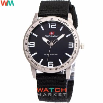 Swiss Army 0037 Hitam-Jam Tangan Wanita-Strap Kanvas Hitam  