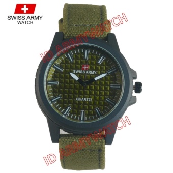 Swiss Army - Jam Tangan Analog Pria - Kanvas Hijau - Dial Hijau - Bezel Hitam SAX 1224-04  