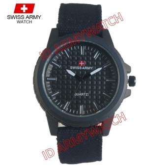 Swiss Army - Jam Tangan Analog Pria - Kanvas Hitam - Dial Hitam - Bezel Hitam SAX 1224-01  