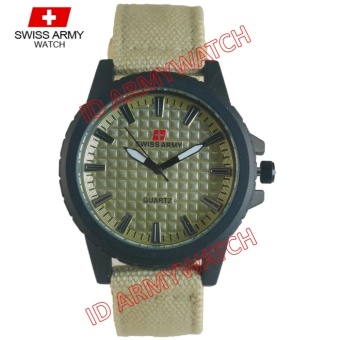 Swiss Army - Jam Tangan Analog Pria - Kanvas Putih - Dial Putih - Bezel Hitam SAX 1224-05  