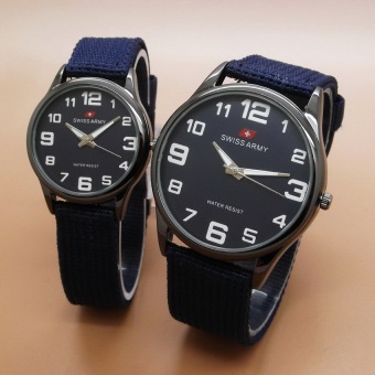 Swiss Army - Jam Tangan Couple Pria Wanita - Hitam - Strap Canvas - SA 7678 BIRU  