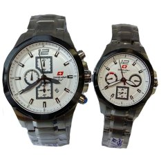 ... Swiss army Jam Tangan Couple Stainless Steel Strap SA 2292 Silver White