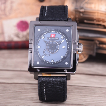 Swiss Army Jam Tangan Pria - Body Black - Black Dial - Black Leather Strap - SA-KLT-0065A-TGL-BB-BLACK LEATHER  