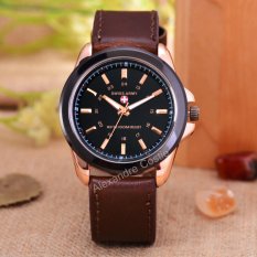 Swiss Army - Jam Tangan Pria - Body Rose Gold - Black Dial - Brown Leather Strap - SA-3821