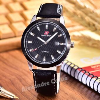 Swiss Army - Jam Tangan Pria - Body Silver - Black Dial - Black Leather - SA-KLT-5163G-TGL-SB-BLACK LEATHER  