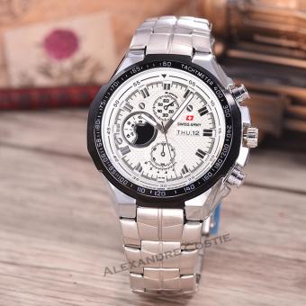 Swiss Army Jam Tangan Pria - Body Silver - White Dial - SA-RT-8838-TGL/HR-SW-Stainless Stell Band  