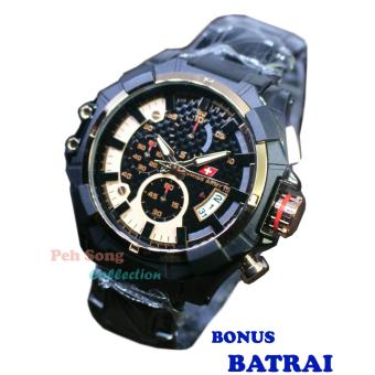 Swiss Army Jam Tangan Pria Chrono Tali Rantai - Bonus Baterai - SA225R HP - Hitam  