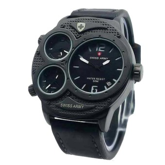 Swiss Army Jam Tangan Pria -Leather Strap - Black - SA 1561 Black  