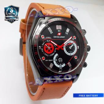 Swiss Army - Jam Tangan Pria - Strap Kulit - Coklat Muda - SA 0026 L  