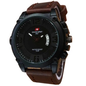 swiss army jam tangan pria kulit hitam lis putih swiss army jam tangan pria kulit hitam lis putih