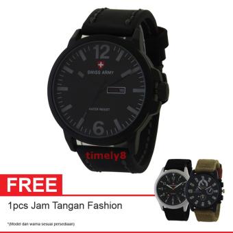 Swiss Army Quartz Watch SA 5195G FB GRY Free Jam Tangan Casual - Jam Tangan Pria  