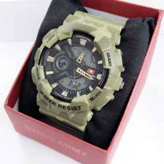 Swiss Army R0-746GF - Jam Tangan Sport Pria Dual Time- Digital Analog - Corak Loreng  