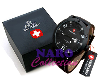 Swiss Army SA 3035 Jam Tangan Pria Fashion Tali Kulit - Hitam