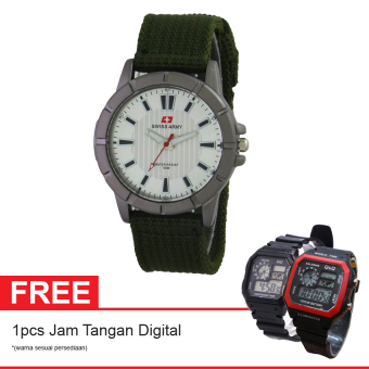 Swiss Army SA 7972 Army SIL Free Digital Watch - Jam Tangan Wanita - Kanvas - Hijau Army  