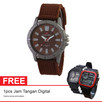 Swiss Army SA 7972 BRW Free Digital Watch - Jam Tangan Wanita - Kanvas - Coklat  