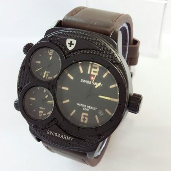 Swiss Army Sa 8023 cream Jam Tangan Pria - Leather Strap -Coklat Tua  