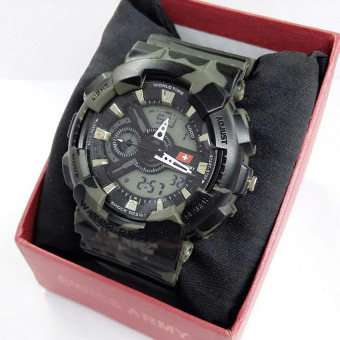 Swiss Army SA X-5930A - Jam Tangan Sport Pria Dual Time- Digital Analog - Corak Loreng  