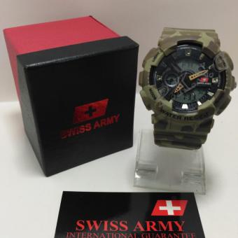 SWISS ARMY SA3386 - JAM TANGAN SPORT PRIA DUAL TIME- DIGITAL ANALOG - CORAK LORENG  