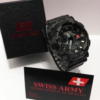 SWISS ARMY SA994 - JAM TANGAN SPORT PRIA DUAL TIME- DIGITAL ANALOG - CORAK LORENG  