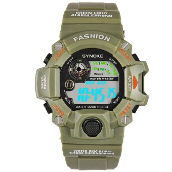 Synoke Sport Pu Round Dial LED for Men Watch ss9298 Armygreen  