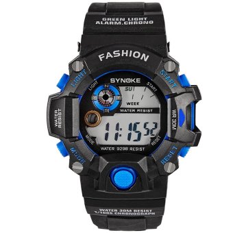 Synoke Sport Pu Round Dial LED for Men Watch ss9298 Blue and black  