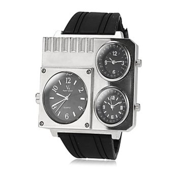Teamtop V6 195B Men's Movement Black Rubber Square Analog Wrist Watch  