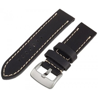 Tech Swiss LEA1550-24 24 mm Leather Calfskin Black Watch Band - intl  