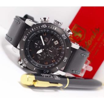 Tetonis Jam Tangan Pria - Chronograph Aktif - Leather Strap - TN 366 Black Ful Set  