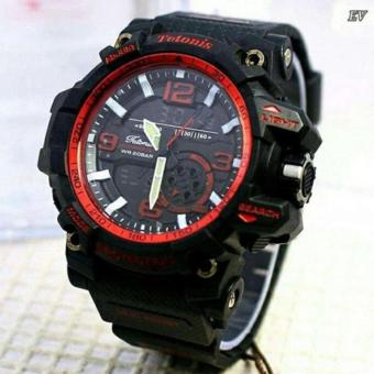 Tetonis Original - Jam Tangan Sport Pria - TS220SP Dual Time - Rubber Strap - Black  