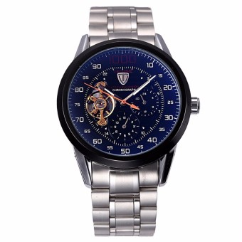 Tevise 8378 mekanis otomatis jam tangan laki-laki Tourbillon pita Stainless Steel jarum penunjuknya hitam - International  