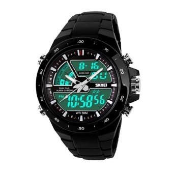 Thinch 1016 Men Dual Display Waterproof Multi-function LED Sports Watch (Black)  