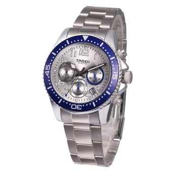 TIME100 Fashion Multifunction Blue Stainless Steel Strap Men's Quartz Watch W70076G.03A  