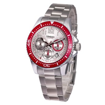 TIME100 Fashion Multifunction Red Stainless Steel Strap Men's Quartz Watch W70076G.01A  