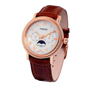 Time100 Men's Moon Phase Waterproof Rose Golden Dial Watch W80021G.03A (Intl)  