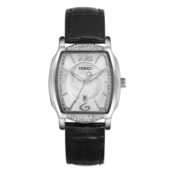 Time100 Women's Watches Leather Strap Quartz Watches Diamond Shape Dial Auto Date Ladies Wrist Watches W50309L.03A - intl  