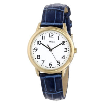 Timex Women's T2N954 Elevated Classics Gold-Tone Watch with Blue Leather Strap - Intl  