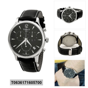 Tissot Watch T Classic Tradition Black Stainless-Steel Case Leather Strap Mens SWISS NWT + Warranty T0636171605700  