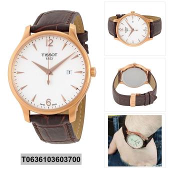 Tissot Watch T Classic Tradition Brown Stainless-Steel Case Leather Strap Mens SWISS NWT + Warranty T0636103603700  