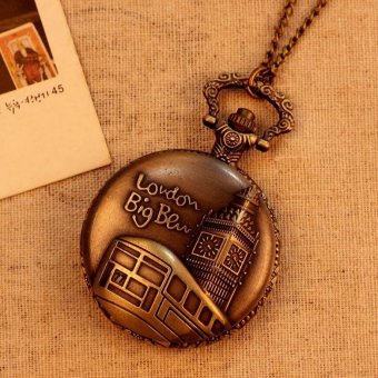 tongzhi Hot Sale Bronze Vintage Pocket Watch Women Men NecklaceQuartz With Long Chain Pendant Wholesale (bronze) - intl  