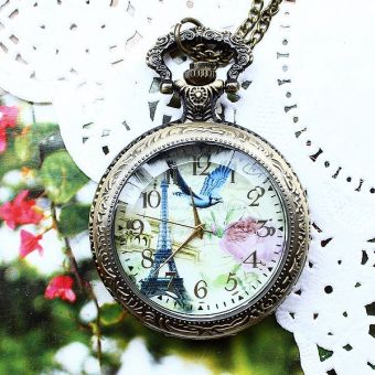 tongzhi Ladies vine quartz watch necklace fashion pigeon the Eiffel tower high quality (as pic) - intl  