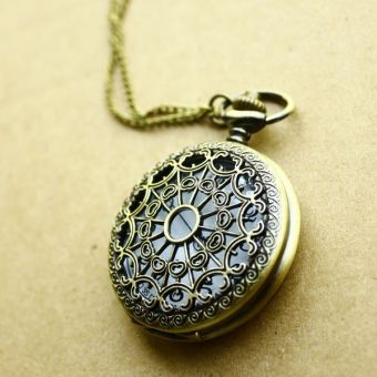 tongzhi Quartz pocket watch classic bronze vintage spider web big face fashion for women ladies hot sale (as pic) - intl  