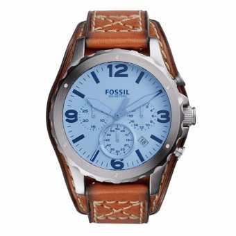 Triple 8 Collection - Fossil Nate Blue Crystal Chronograph JR1515 - Jam tangan Pria Silver  