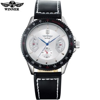 TWINNER fashion brand men sport mechanical watches leather band hot casual men's automatic auto date watches relogio masculino - intl  