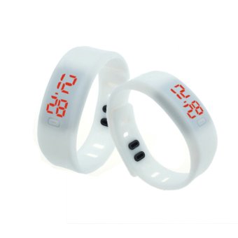 Unisex Sports Casual Date Bracelet Digital Silicon Watch (White) - intl  