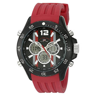 U.S, Polo Assn. Olahraga pria kuarsa logam dan karet jam kasual, warna: Merah (model: Us9525) - ???? ??????  
