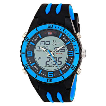 U.S. Polo Assn. Sport Men's US9478 Two-Tone Sport Watch with Black and Blue Silicone Band - intl  